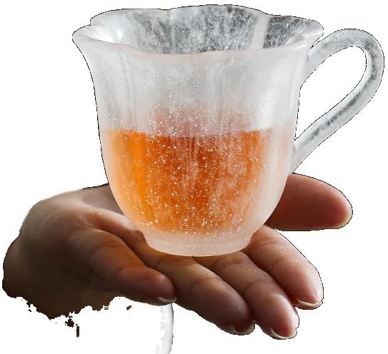LEMAIL WIG Frozen Burnt Glass Copo Mestre de uma pequena xícara de chá com alça de estilo japonês 冰冻 烧 琉璃