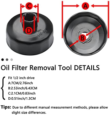 Chave de filtro de óleo Gzztores ajuste para Toyota, Honda, Lexus, Prius e mais, soquete do filtro de óleo