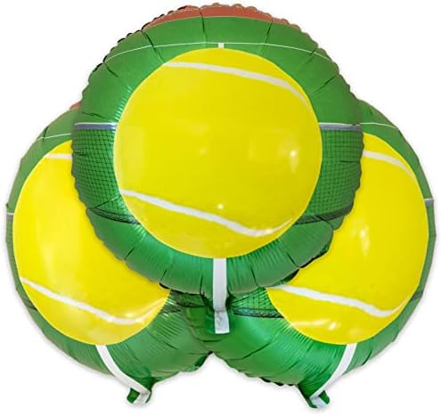 Havercamp Tennis Party Balloons! Diâmetro de 18 polegadas; 3 balões de folha de Mylar. Bola de tênis autêntica