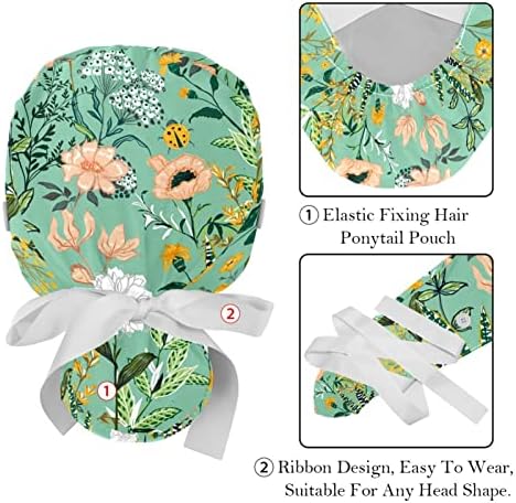 Bapa de trabalho de flor floral com botão e banda de moletom 2 PCs reutilizáveis ​​Cirurgia cirúrgica Chapé