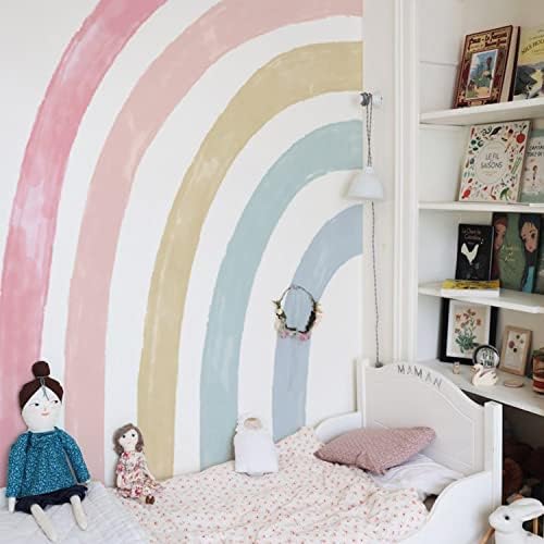 Decalques de parede de arco -íris de aquarela grandes adesivos de parede de arco -íris de parede de parede