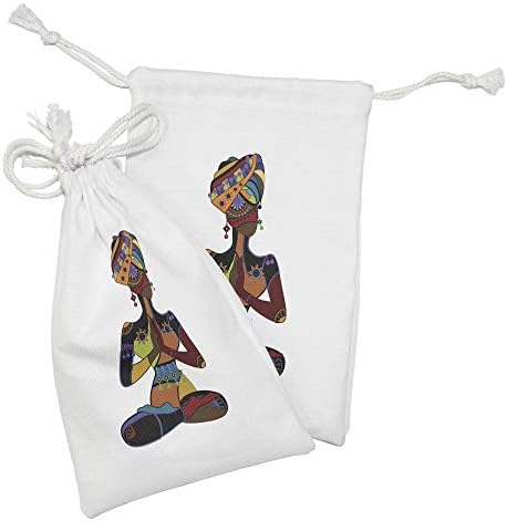 Conjunto de bolsas de tecido de ioga de Ambesonne de 2, mulher em estilo de figurino de estilo, iluminismo de