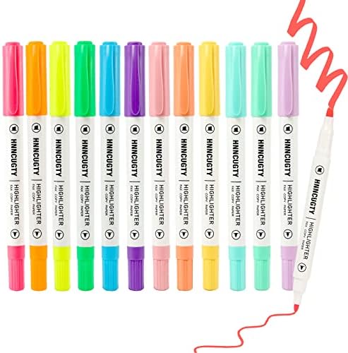 Highlighters, cores de marcadores de marcadores pastel, canetas marcadoras de marcadores de dicas duplas fofas,