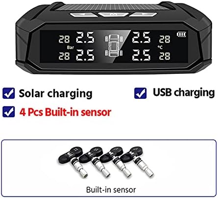 Liruxun carregamento solar tpms pneu pneu alarm monitor sistema de temperatura monitor de exibição digital