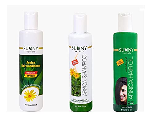 Bakson Sunny Herbals Arnica Shampoo + Condicionador + Pacote de Combos de Óleo para Cabelo Por