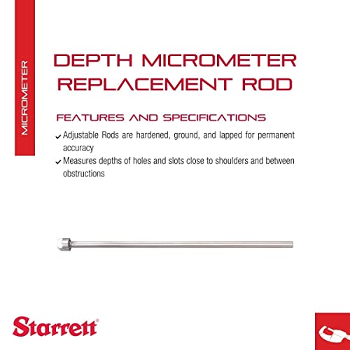 Starrett Profundy Micômetro Retor de substituição para 440 Série Micrômetro de profundidade Uma catraca combinada, acelerador, bloqueio do tipo anel - 0-1 Range - PT99331