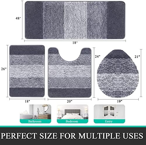 Tapetes de banheiro BsMathom Conjuntos de 4 peças com tampa da tampa do vaso sanitário, tapetes de banheiro