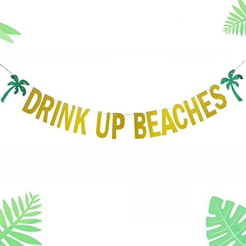Mornedew Summer Time Style com Coconut Tree Drink Up Beaches Banner para festas de aniversário para bebê Praia