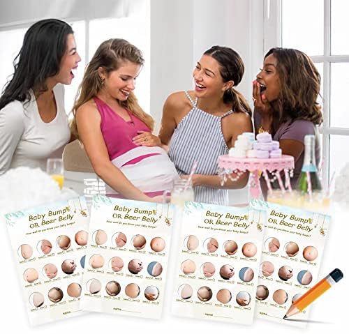 Oloutab 30 jogos de chá de bebê para menino ou menina barriga ou grávida Bump Game Cards Baby Chuveiro