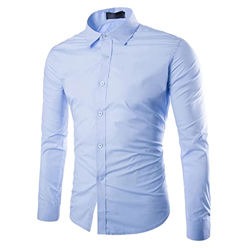 Camisetas de botão de cor sólida masculina do colar de colarinho casual colarinho slim slim fit