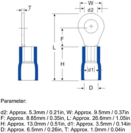 50pcs anéis de cobre Crimp Terminal PVC Conectores de arame pré -isolados awg12-10 para eletrodomésticos