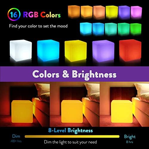 Mr.GO de 14 polegadas de 14 polegadas recarregável Cubo Cubo Light Seat w/remoto, RGB Alteração de