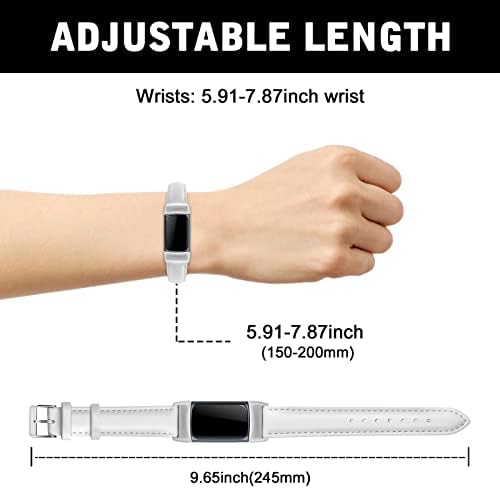 Bandas de couro compatíveis com Fitbit Charge 5, banda clássica de relógio de couro genuíno para homens, pulseira
