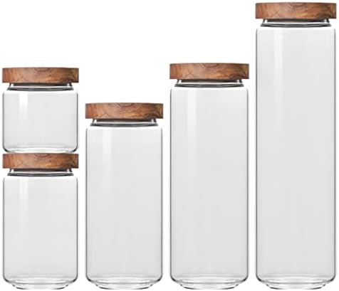 Sdgh 5 pcs doméstico jarra de armazenamento de vidro transparente