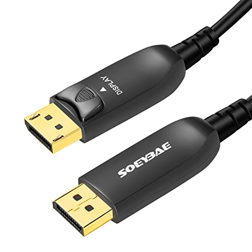Soeybae 8k Fiber DisplayPort Cabo de 150 pés/50m, cabo de 8k DP 1,4, suporte 32,4 Gbps Ultra High Speed, 8k