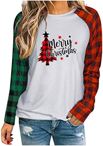 Camisas de Natal para Mulheres Funnamente Treça de Natal Camiseta Blata