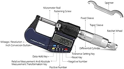 UXZDX 0-25mm Micômetro de calibre digital eletrônico MIKROMETROMOMEMOMETRO MICROMETRO DIGITALE