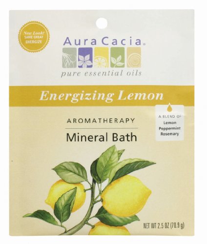 Aura Cacia Energizante Pacote de banho mineral de limão, pacote de 2,5 onças