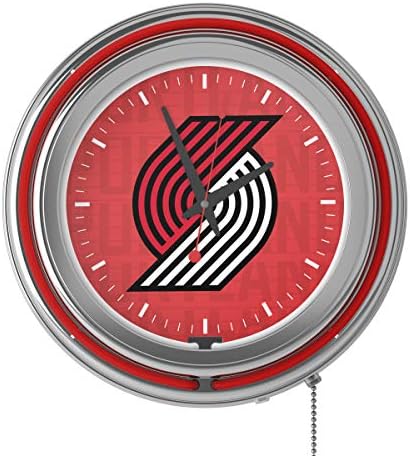 NBA Chrome Double Racg Neon Clock - City - Portland Trailblazers