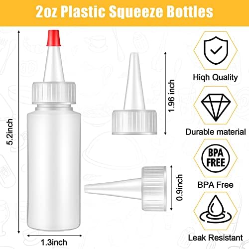 80 pcs 2 oz de plástico pequenos garrafas de aperto de condimento com tampas vermelhas garrafa de mini