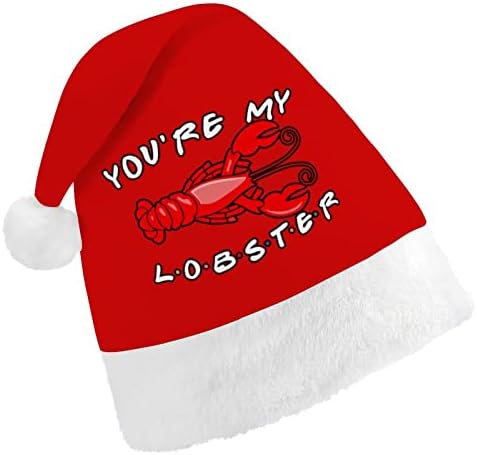 Você é meu chapéu de natal de lagosta Papai Noel Hats Plexh Short com punhos brancos para homens Mulheres Decorações