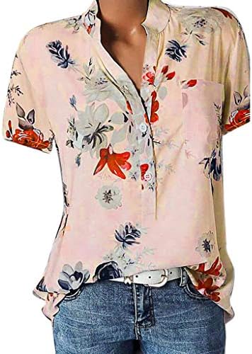 Blusa de manga curta de tampa de tampas femininas Blusa de manga curta Tampa de camisa tampa de camisa