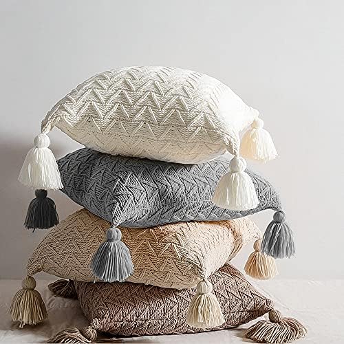Almofada mfchy para sofá 45 * 45 cm de corda de algodão macrama de algodão com tecido de algodão co-travesseiro