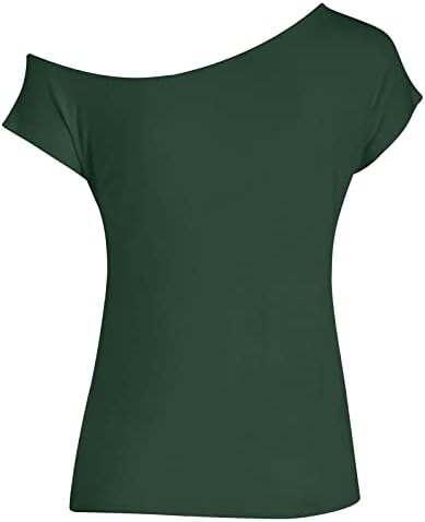 Camisetas femininas de nokmopo Moda de verão curta Moda casual cor sólida Sexy de pescoço inclinado