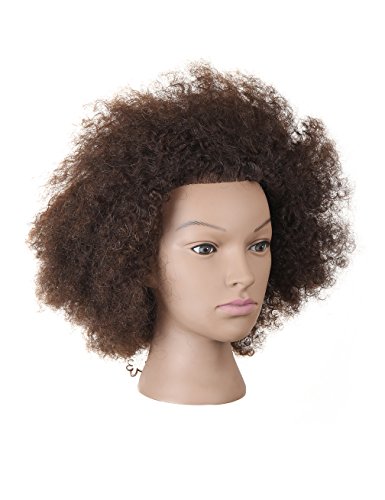 Kalyx Manequin Head Afro -American com de cabelo humano Cosmetologia Afro Hair Manikin Cabeça