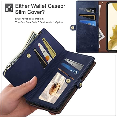 XCaseBar para Samsung Galaxy A03S Caixa de carteira com zíper 【Bloqueio de RFID】 Titular do cartão