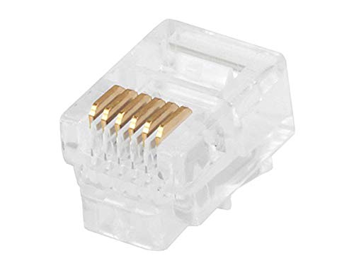 Uvital 200 pacote rj12 6p6c plugue, conector de cabo plano transparente conector de cabo modular de