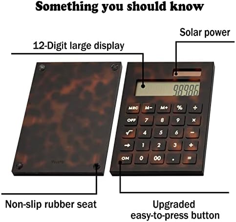 Calculadora Leopard, Solar Power acrílico Slim Calculadora com grande exibição e suporte de LCD, 12