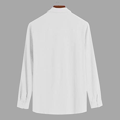Camisas de bolso de algodão folggy de algodão de blusa sólida de Blusa Sólida Long T Brends Manga de Manga Masculina