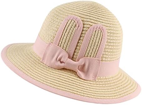 Chapéu de palha de menina bebê chapéus de praia de verão com chapéus de proteção solar bowknot para