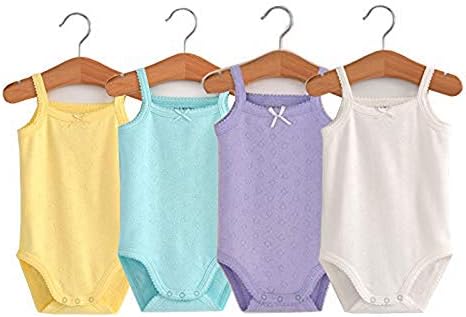 Baby Girls Spaghetti Strap Bodysuit Sleeseless Baby Top Top Cotton Baby Pieces pacote de roupas de bebê de verão