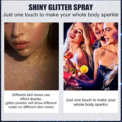 Spray de glitter, spray de glitter corporal, maquiagem de glitter corporal, potência de glitter corporal, glitter