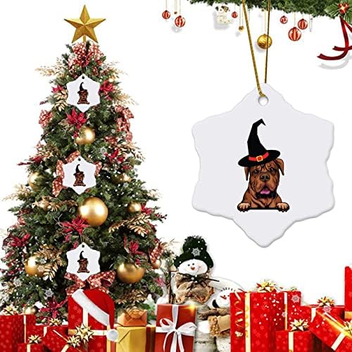 Ornamentos de Natal de 3 polegadas Feliz Halloween Bordeaux Great Dane Hexagon Christmas Ornamentos para crianças