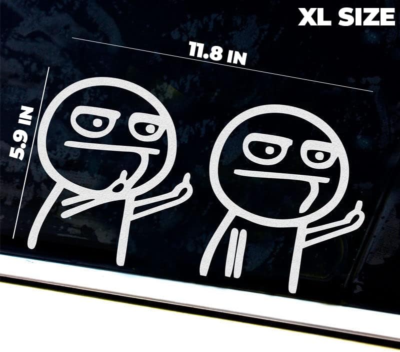 Pacote de 4 pares - adesivos XL engraçados Cartoon de carro de canto médio da figura do dedo do dedo médio Tamanho