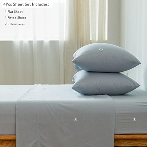 Folha de cama de moomé conjunto de linho de algodão lavado como texturizável respirável durável