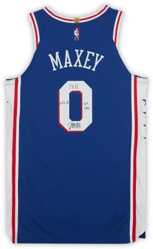Emoldurado Tyrese Maxey Philadelphia 76ers autografou o uso de jogos 0 Jersey Blue vs. San Antonio Spurs em