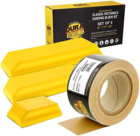 Dura-Gold Pro Série Retângulo Lixar Kit de Blocos de Mão com 3 blocos, 5 , 7-3/4 e 10 Conjunto, gancho