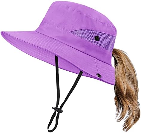 Zando Kids Bucket Hat Hat Girls Sun Hat com Ponytail Hole UPF 50 Chapéu ao ar livre Capinho de