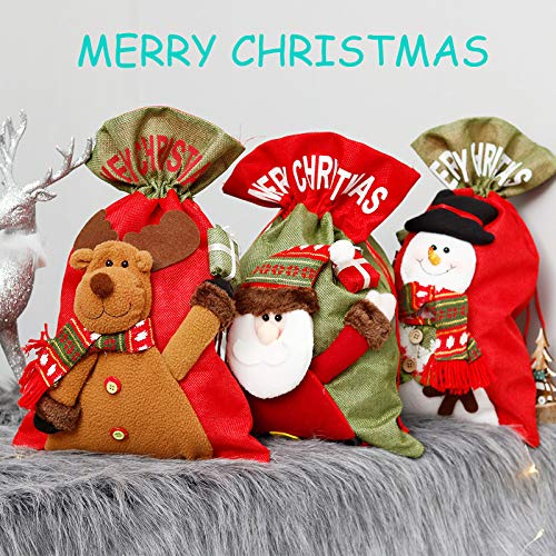 Newzjqh 3 Santa Sack/Papai Noel/Snowman/Elk/Sacos de Castragem de Sacos de Tratamento