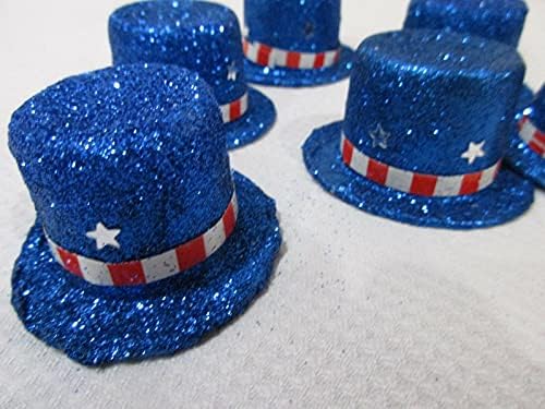 N? Um patriótico 4 de julho Glitter Mini Hats Decorações Cesta de cesta de tigela