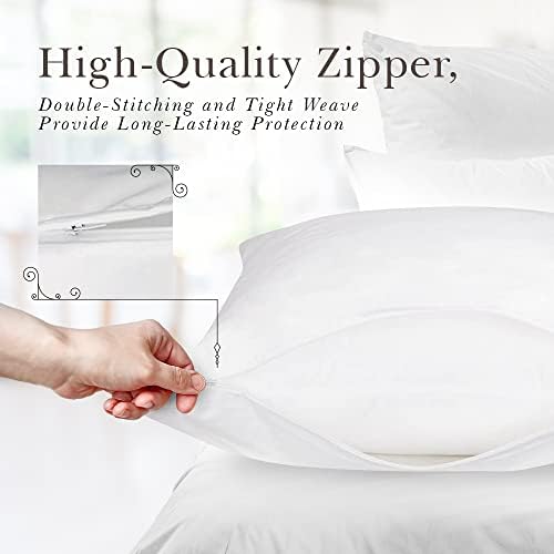 Capa de travesseiro de estilo com zíper clássico branco - Coleção de hotéis de luxo 200 contagem de tópicos, protetores