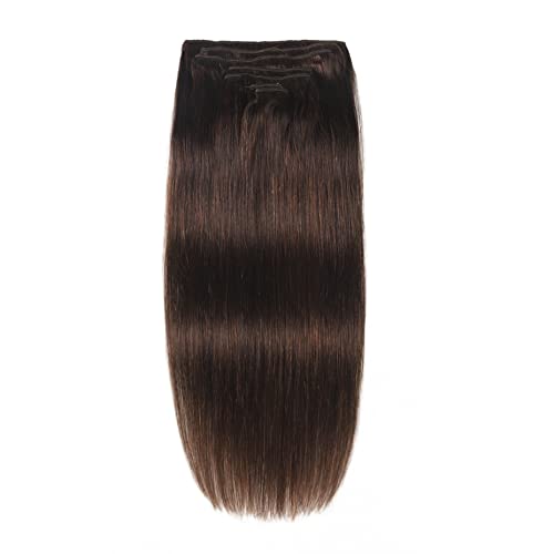 Clipe marrom claro em extensões de cabelo cabelos humanos reais para mulheres cabelos lisos brasileiros 7pcs