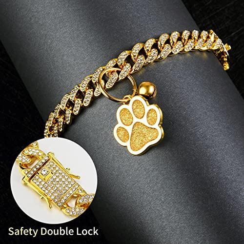 Chain de diamante de colarinho de gato de ouro de Hillban para cães de colar de gola cubana com fivela
