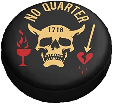 Black-B-Ea-RD No Quarter 1718 Pirata Skull Tampa de pneus à prova d'água Tampa de pneu universal à prova de poeira