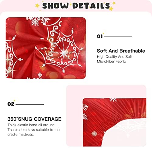 Christmas Snowflakes Sheets de berço para meninos pacote de meninas n lençol suave mini folhas de berço respirável