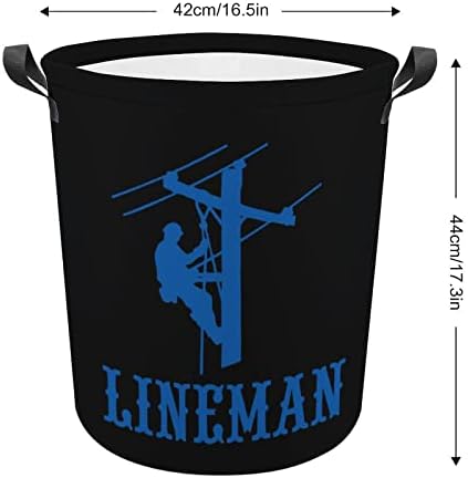 Lineman de cabo elétrico1 Saco de armazenamento à prova d'água de cesta de lavanderia dobrável com alça 16,5 x